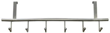 HSI Türgarderobe aus Edelstahl, 600 x 180 mm, 6 Haken (rostfrei)