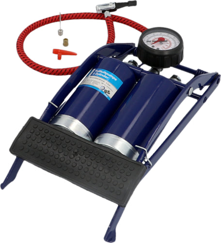 UNITEC Fußluftpumpe Doppelzylinder blau, manuell