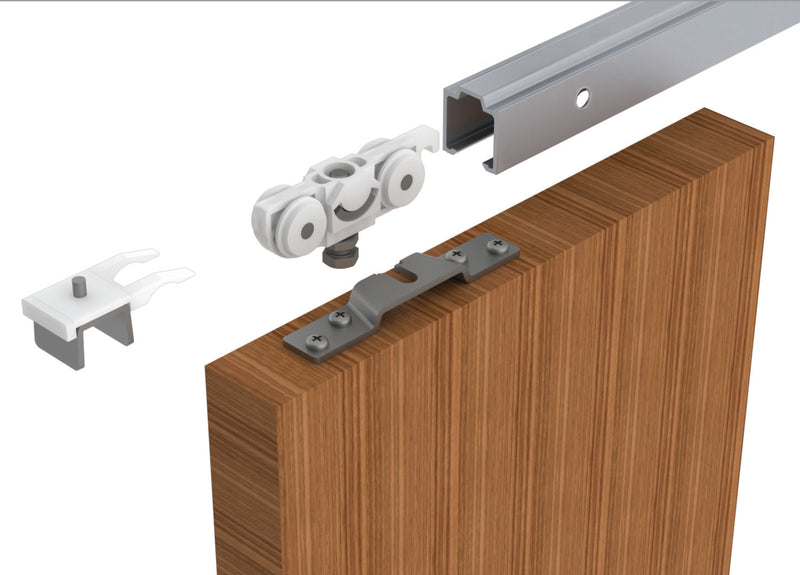 HSI Schiebetürbeschlagset Aluminium, Schienenlänge