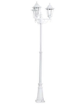 EGLO Navedo Standleuchte weiß, klarer Glas-Schirm, Außenleuchte