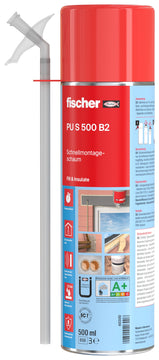 fischer Schnellmontageschaum PU S 500/750, Standardqualität, für Außen, 500 ml