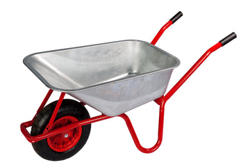 PRO-BAU-TEC Bau- & Gartenschubkarre rot/silber, Schubkarre mit 100 l Mulde