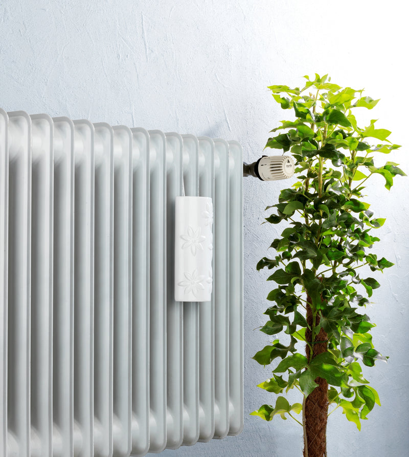 WENKO Luftbefeuchter nicht elektrisch Keramik weiß, flach Blumen