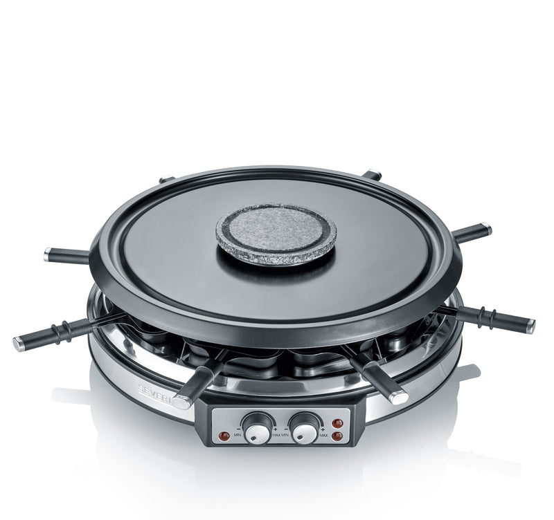 SEVERIN Raclette-Fondue Kombi F.8 für 8 Personen, Edelstahl-Gebläse schwarz