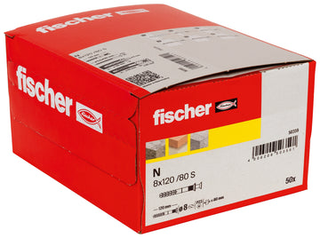 fischer Nageldübel N 8x120/80 S mit Senkkopf, Nylon/galv. verzinkt
