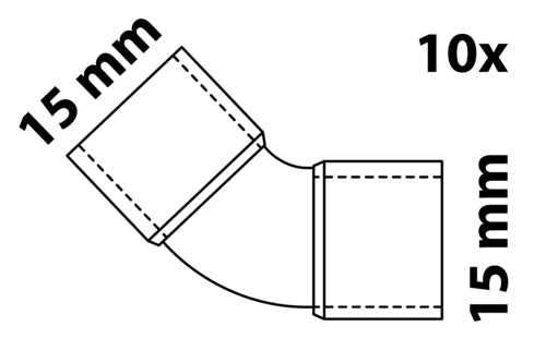 Schütte CU Bogen 45° blankes Kupfer-Lötfitting mit 2 Muffen, Ø 15 mm (10 St.)
