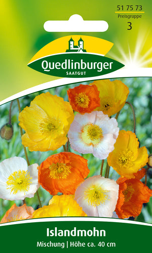 QUEDLINBURGER SAATGUT Islandmohn Mischung – bunte Blumensamen, PG 3