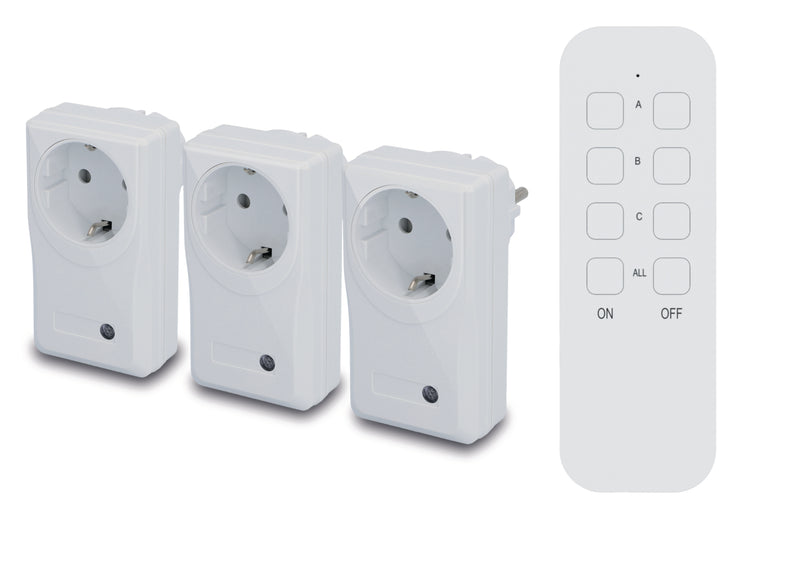 UNITEC Funkfernschalter-Set 3+1 innen weiß, Adapter & Fernbedienung