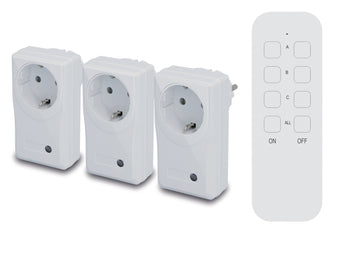 UNITEC Funkfernschalter-Set 3+1 innen weiß, Adapter & Fernbedienung