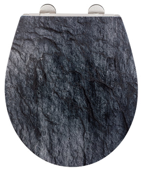 WENKO WC-Sitz Slate Rock embossed schwarz, Duroplast