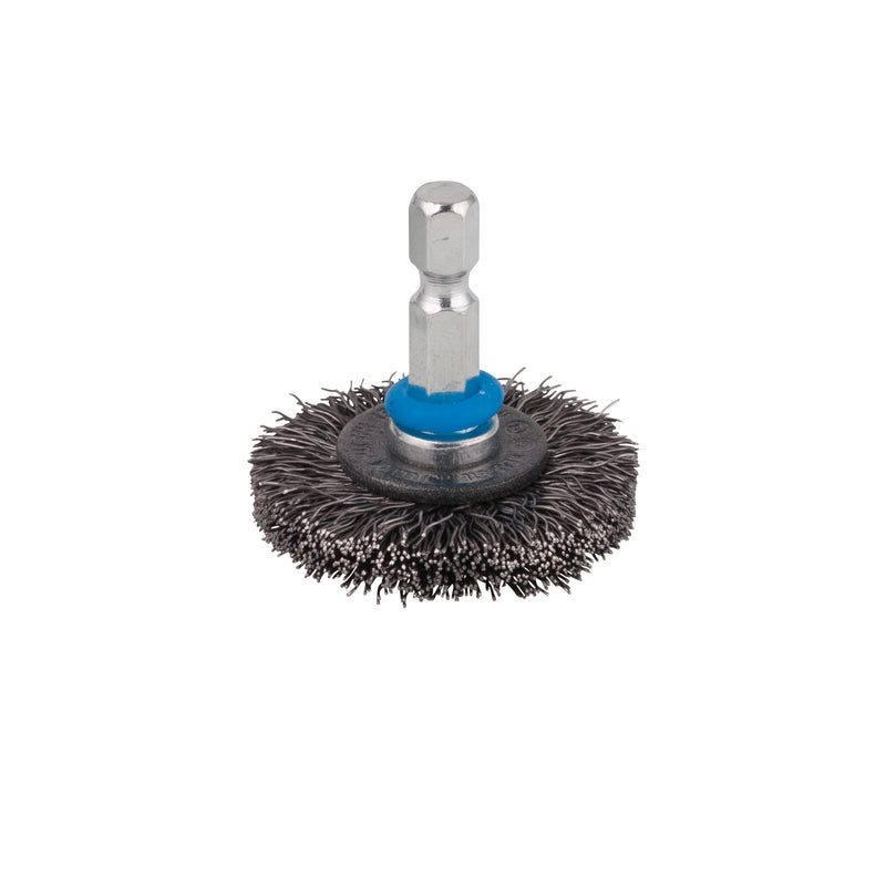 Wolfcraft Drahtbürste Zopfbürste (sch. gezo.6) für Bohrmaschine, 75x15 mm