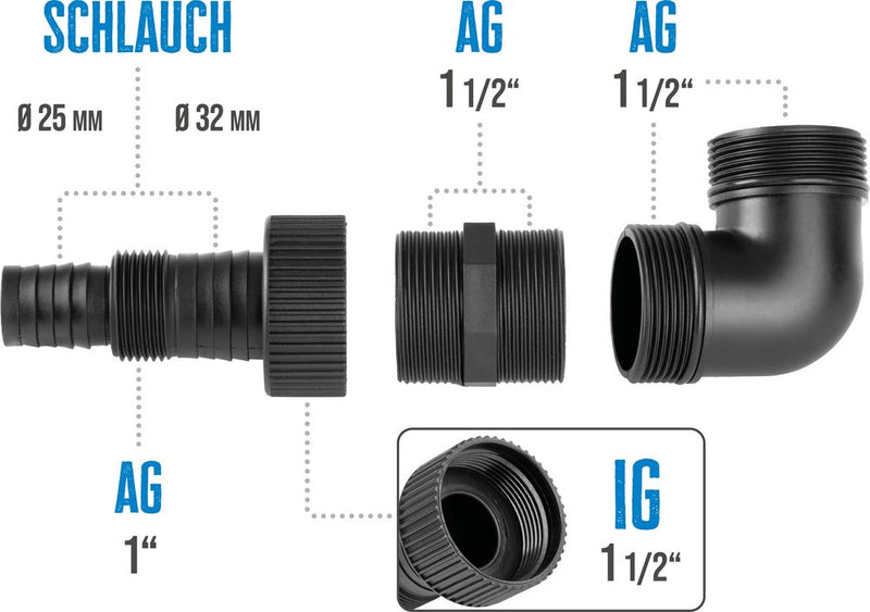 Güde Pumpenanschlussstutzen 1 1/2" AG, Wassertechnik Winkel