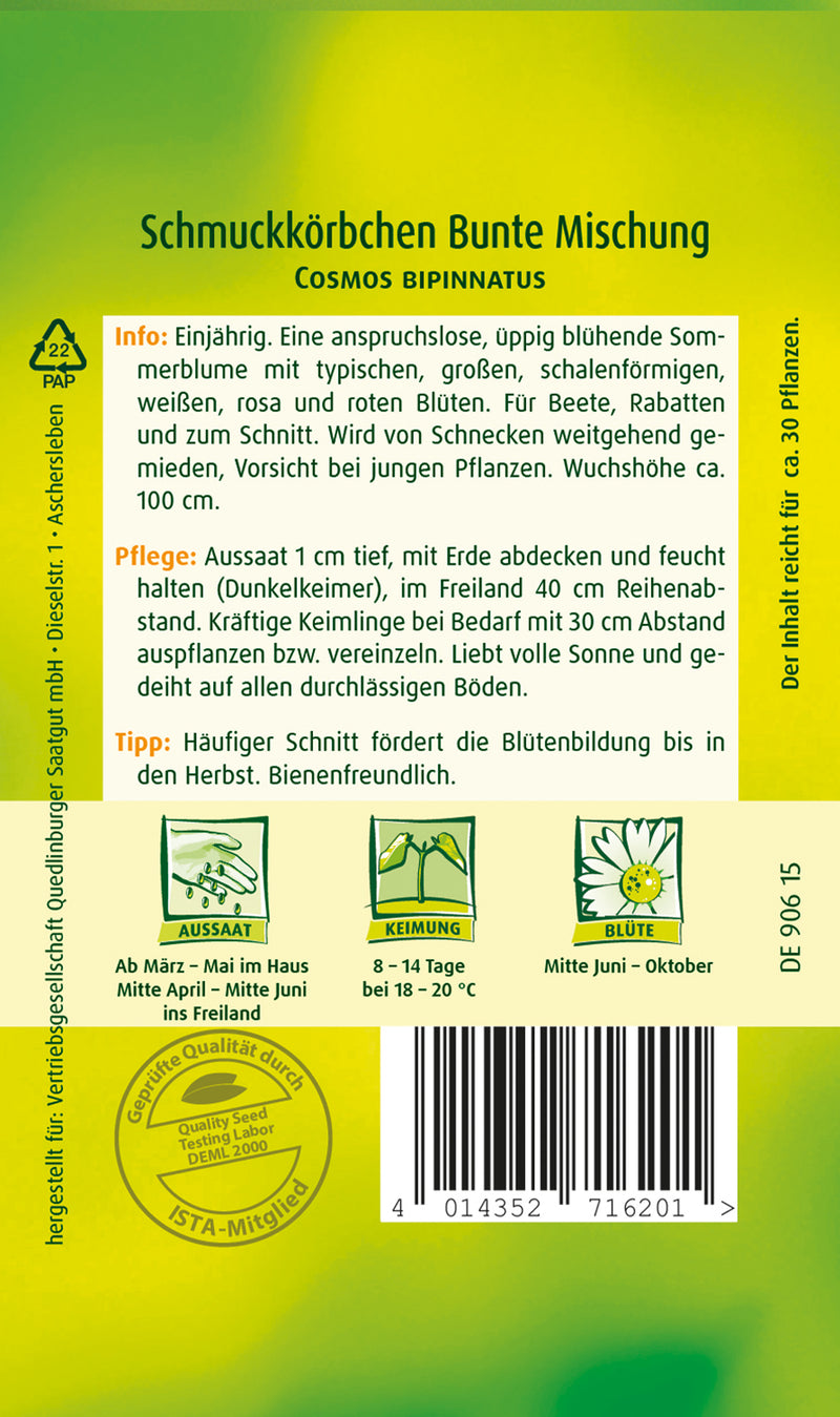 QUEDLINBURGER SAATGUT Schmuckkörbchen bunte Mischung (Blumensamen)