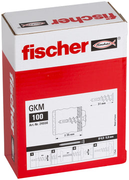 fischer GKM Gipskartondübel Metall, 31 mm Länge, 100 Stück