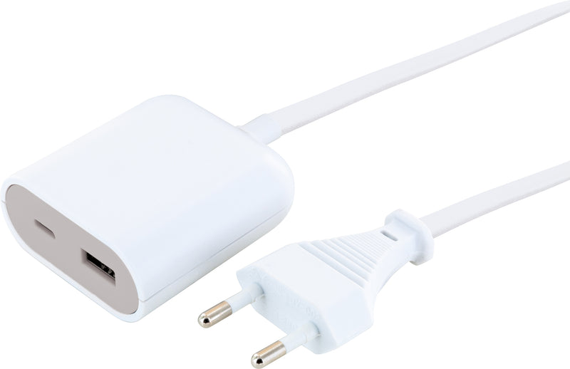 Schwaiger USB-Ladeadapter Verlängerung 2,5 m weiß, 2 Anschlüsse
