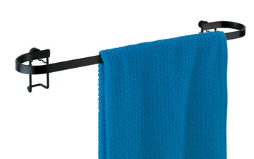 WENKO Classic Plus schwarzer Handtuchstange aus Stahl, 1-fach