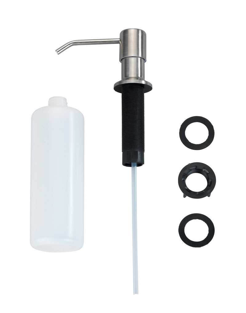 WENKO Monti Einbau-Seifenspender, silber mit mattem Edelstahl-Pumpkopf