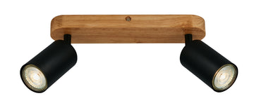 BRILONER Spotleuchte schwarz mit Holzoptik, exkl. 2× GU10 9 W