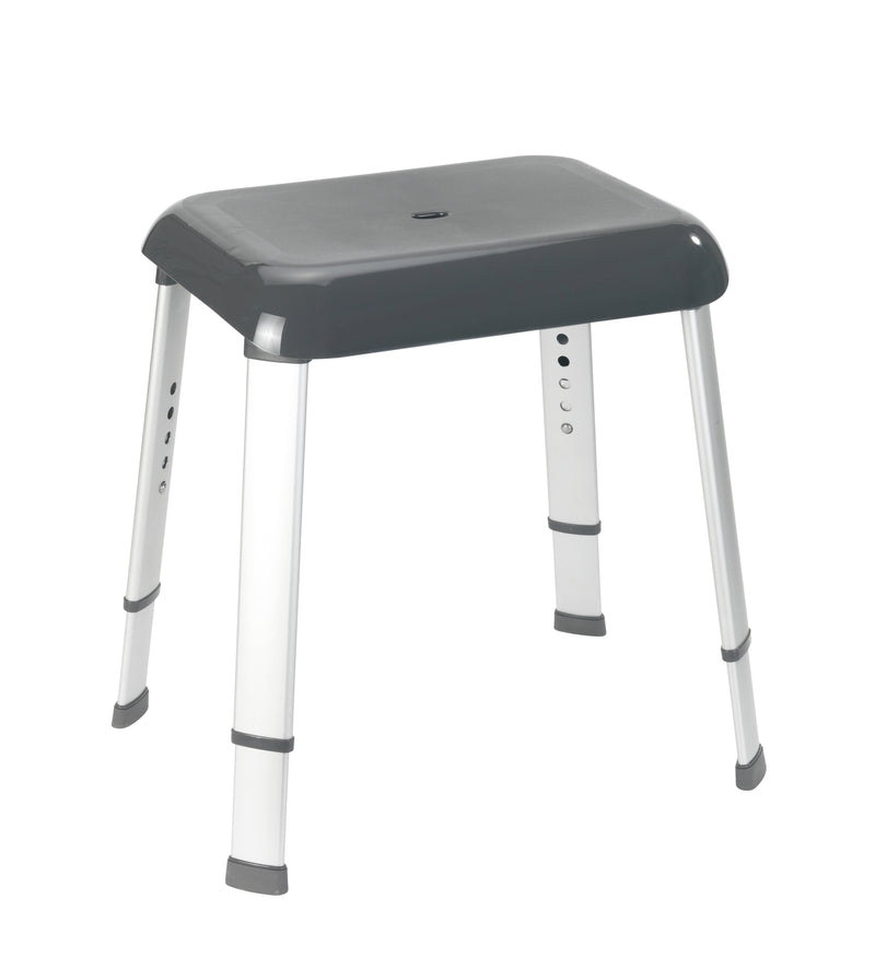 WENKO Secura Premium Badhocker anthrazit/aluminium, 50,5 cm breit