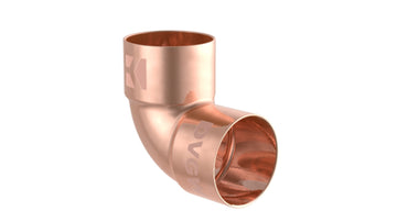 Schütte CU Winkel 90° blank aus Kupfer, 2 Muffen