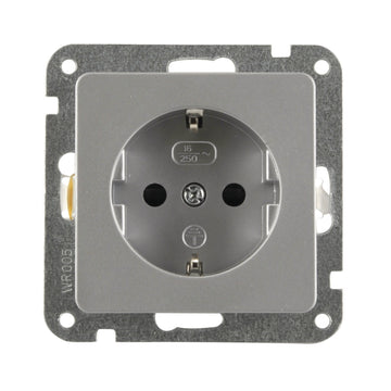 UNITEC Genua Schuko-Steckdose 1-fach, silber, Unterputz