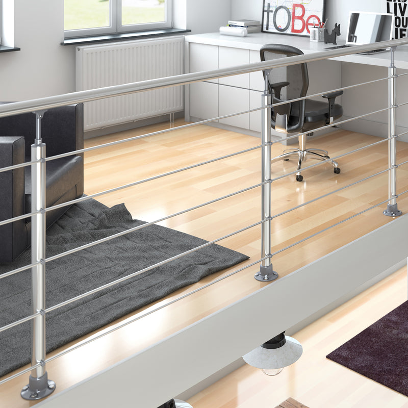 Dolle Prova PS 010 Geländerset Bodenmontage Handlauf Aluminium/Edelstahl, 1,5 m