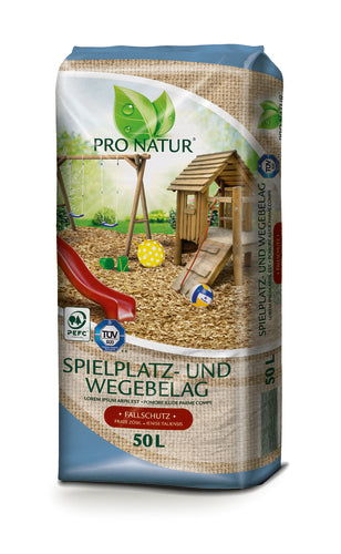 Pro Natur Spielplatz- und Wegebelag 50 l Fallschutz aus naturreinem Hackgut