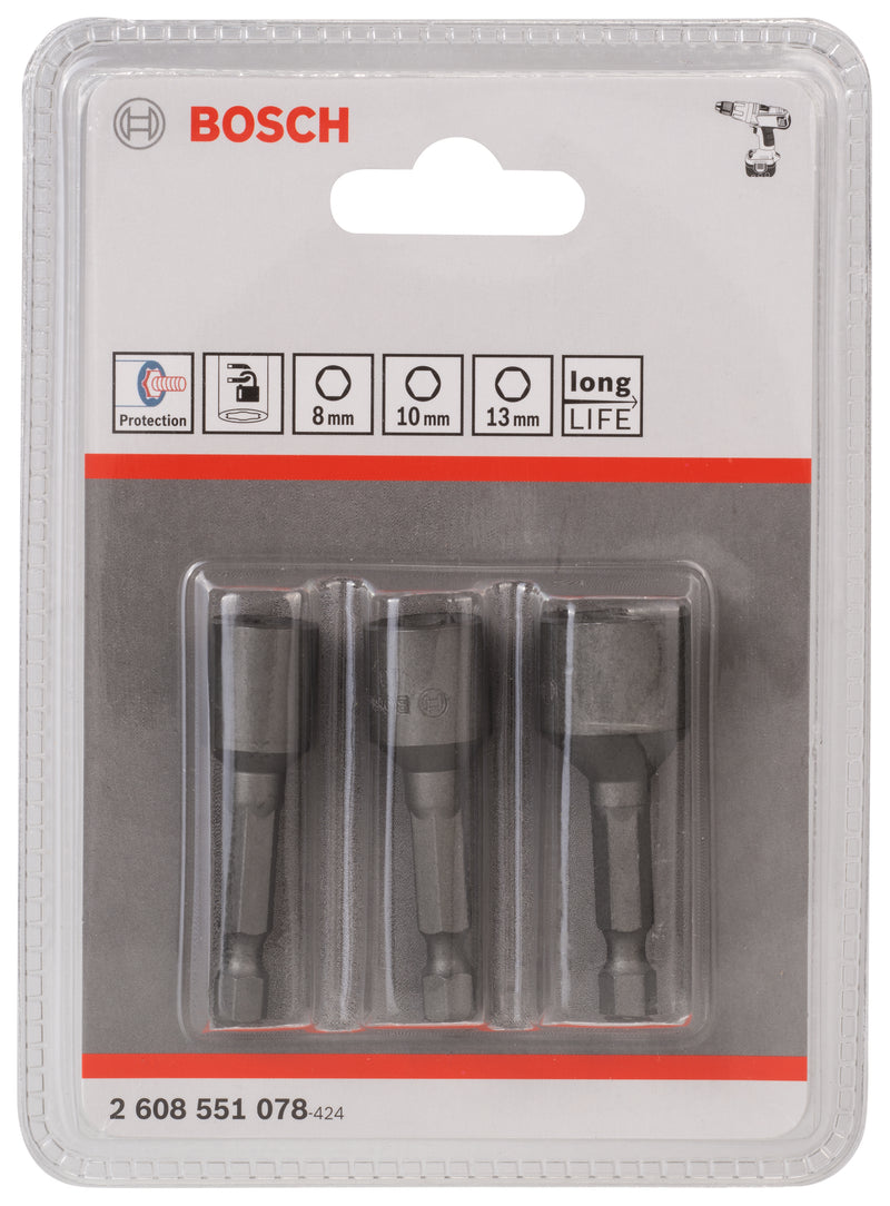 Bosch Steckschlüssel-Set 3-tlg. Sechskant, Länge 50 mm