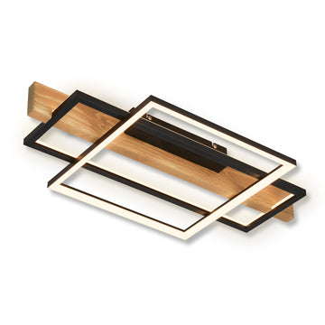 BRILONER Leuchten Deckenleuchte LED in Schwarz mit Holz, 32 W