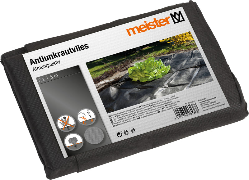 MEISTER Antiunkrautvlies in Schwarz, Unkrautvlies 5 m x 1,5 m