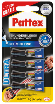 Pattex Sekundenkleber Mini Trio Gel 3x1 g + 1