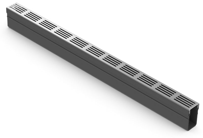 ACO Slimline Rinne 1000 mm mit Rost Aluminium silber eloxiert
