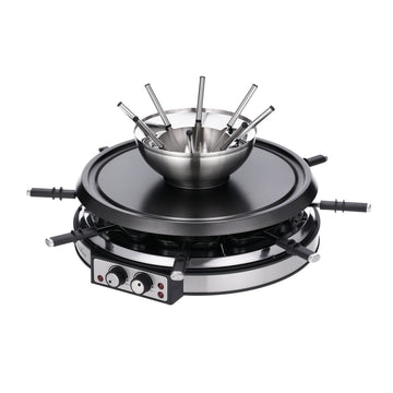 SEVERIN Raclette-Fondue Kombi F.8 für 8 Personen, Edelstahl-Gebläse schwarz