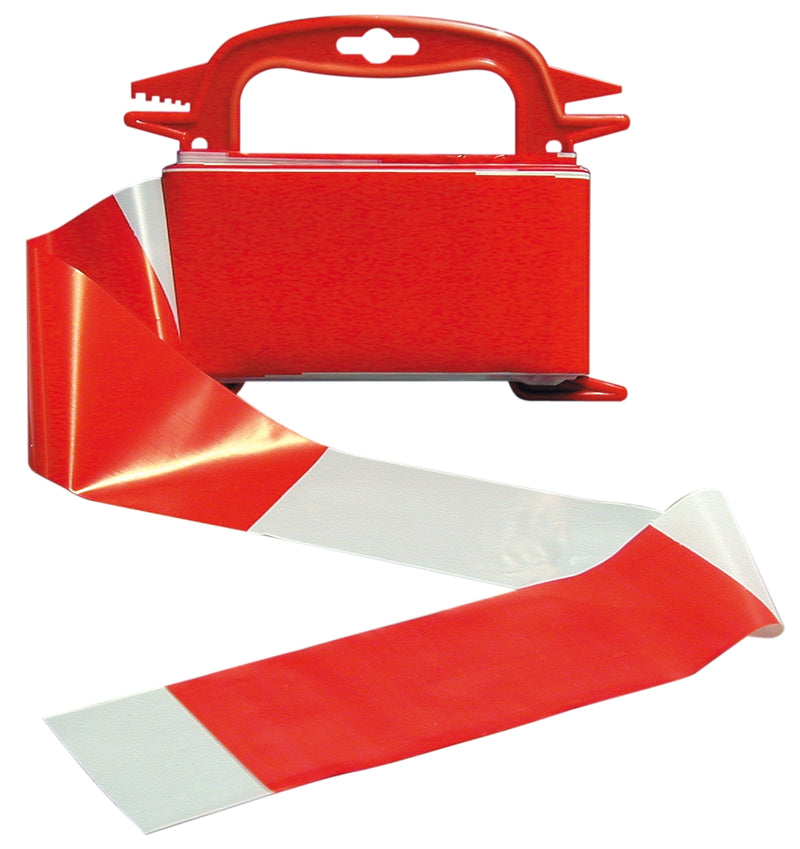 VORMANN Absperrband rot/weiß als Signalband auf Haspel, 80 mm/50 m