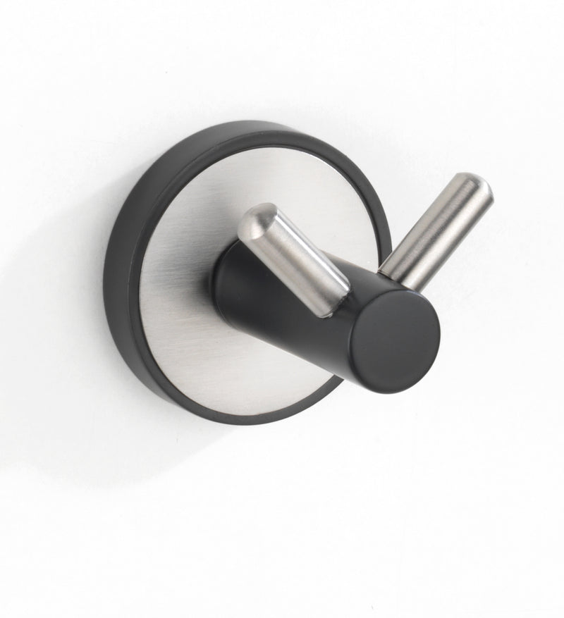 WENKO UV-Loc Wandhaken Duo Udine aus Edelstahl, schwarz matt