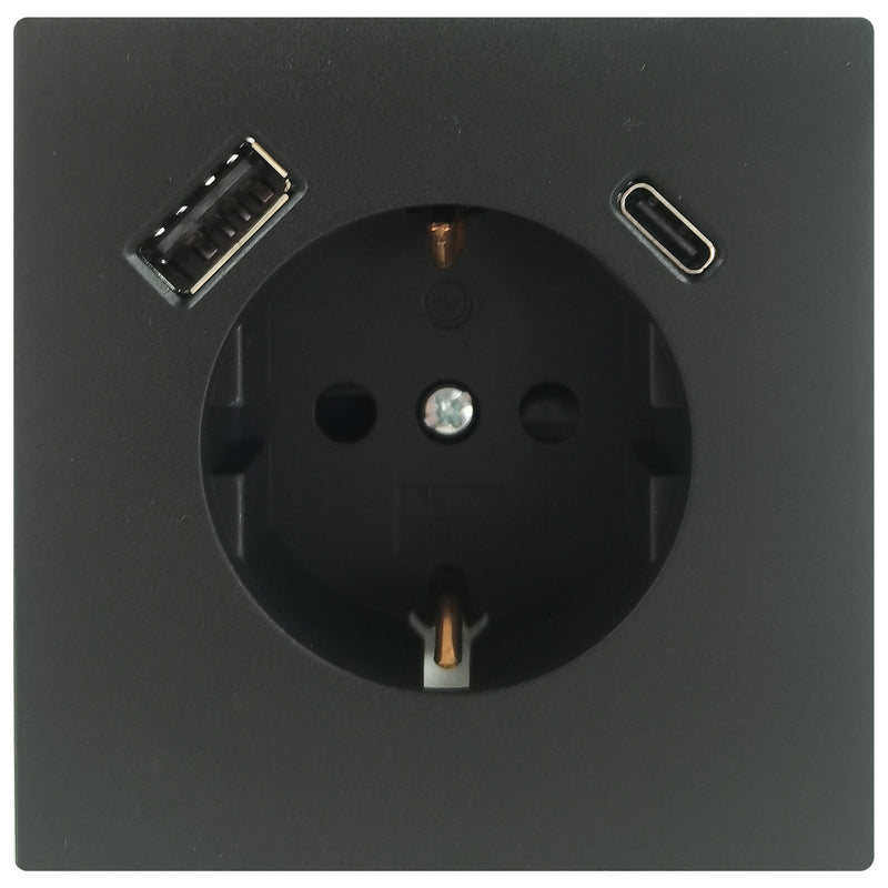 INTER-UNION SaoPaulo Steckdose mit USB A/C anthrazit