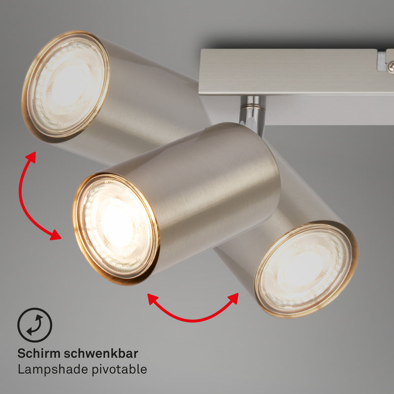 BRILONER Leuchten Spotleuchte 3xGU10 in matt-nickel