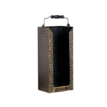 FIREFIX Brikettträger aus Messing, gehämmert in Gold/Schwarz, eckig