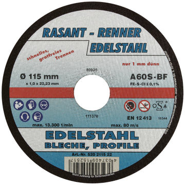 DISC RASANT-RENNER Trennscheibe für Edelstahl 115 x 1,0 mm (10 Stk)