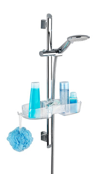 WENKO Duschstangencaddy Premium Badkorb aus Kunststoff, transparent
