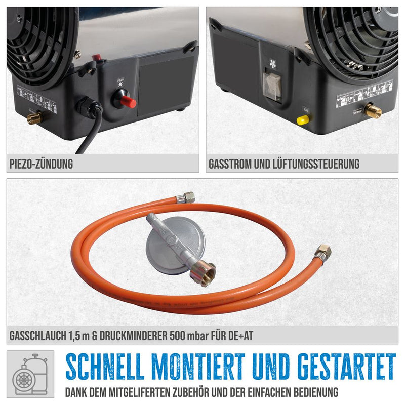 Güde Gas-Heizgebläse GGH 17 INOX, silber, Edelstahl, 475 x 215 x 325 mm