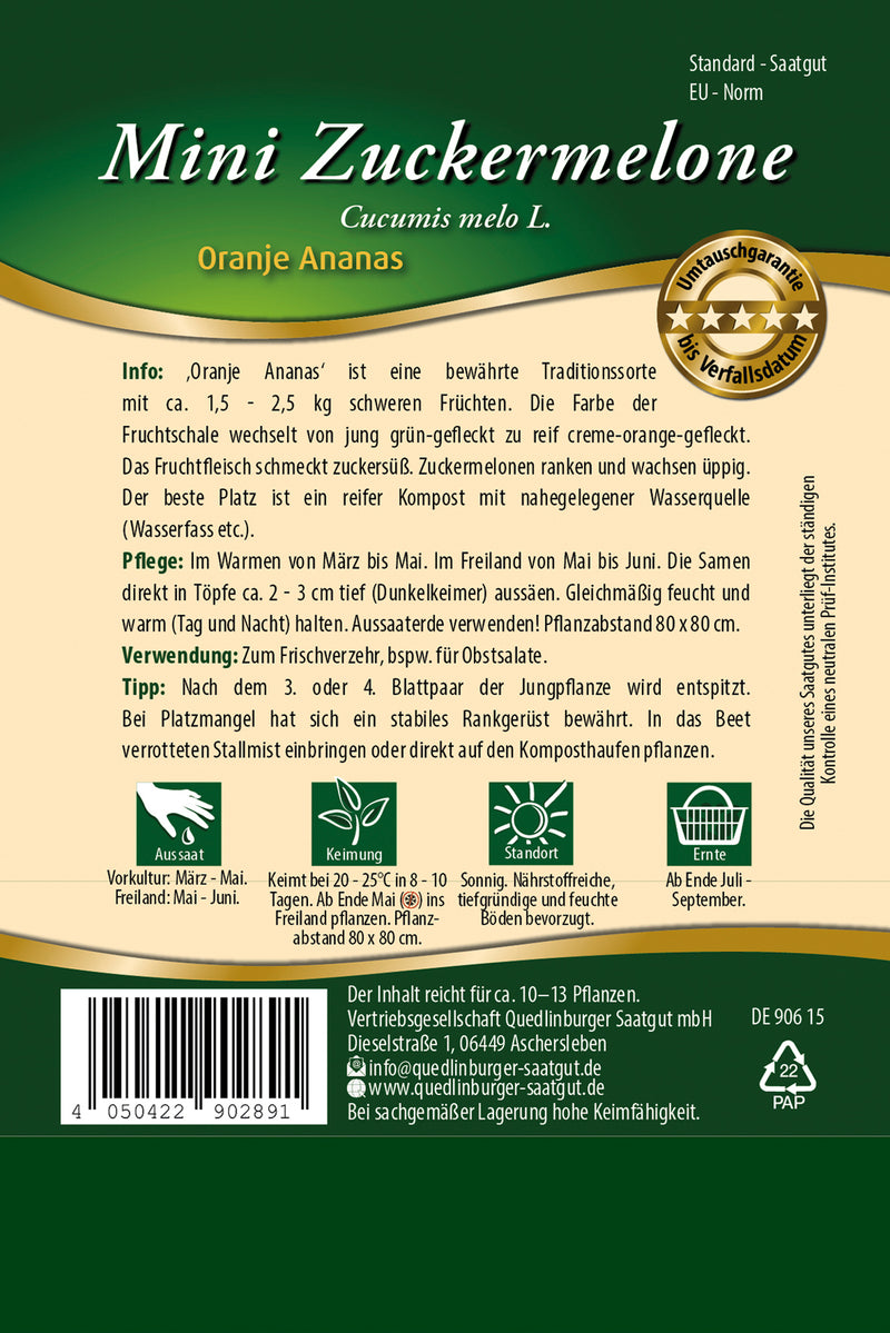 QUEDLINBURGER SAATGUT Zuckermelone Mini Oranje Ananas (PG 10)