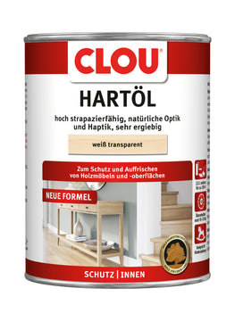CLOU Hartöl weiß-transparent Nr. 3, Öl für Innenanwendungen, 2,5 l