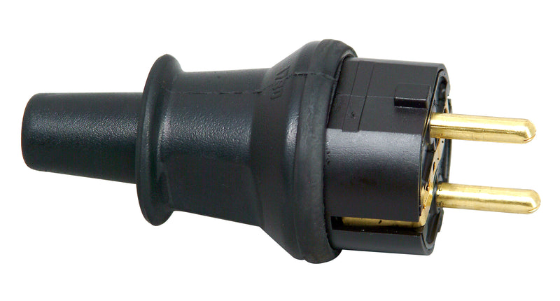 Kopp Schutzkontakt-Stecker mit Knickschutz, schwarz, IP44