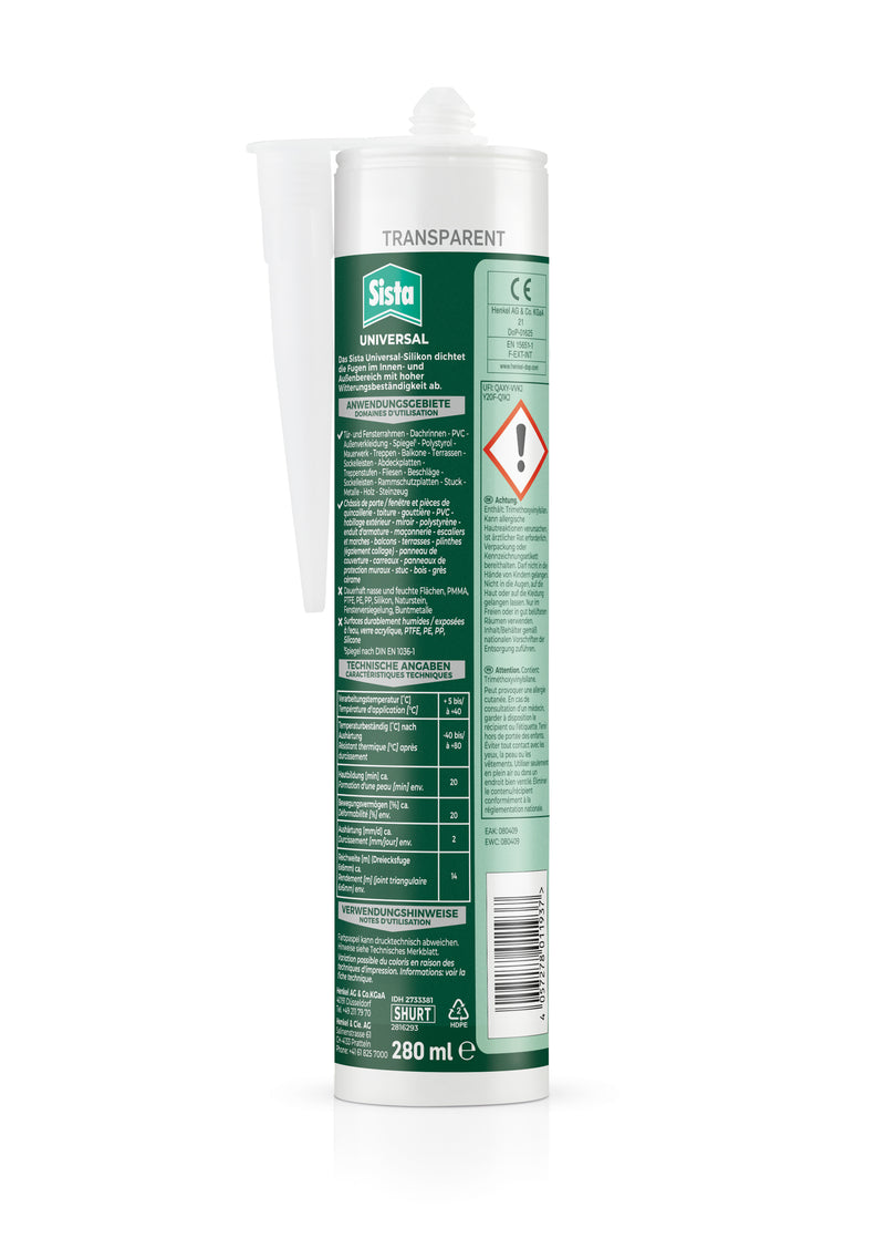Sista Haus Universal Polyurethandichtstoff transparent, 280 ml Indoor & Outdoor