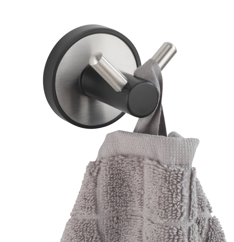 WENKO UV-Loc Wandhaken Duo Udine aus Edelstahl, schwarz matt