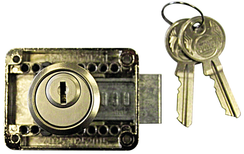 HSI Aufschraubschloss für Türen, vernickelt, Dorn 15–40 mm, L/R umstellbar