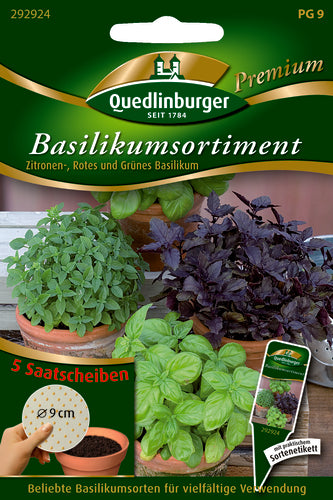 QUEDLINBURGER SAATGUT Basilikum „Mischung“ PG 9 Premium Saatscheibe