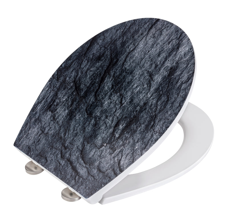 WENKO WC-Sitz Slate Rock embossed schwarz, Duroplast