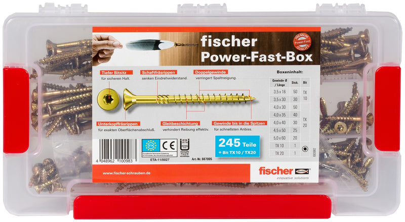 fischer Power-Fast-Box FAB FPF ST YZ 245 Schrauben, TX-Antrieb gelb verzinkt